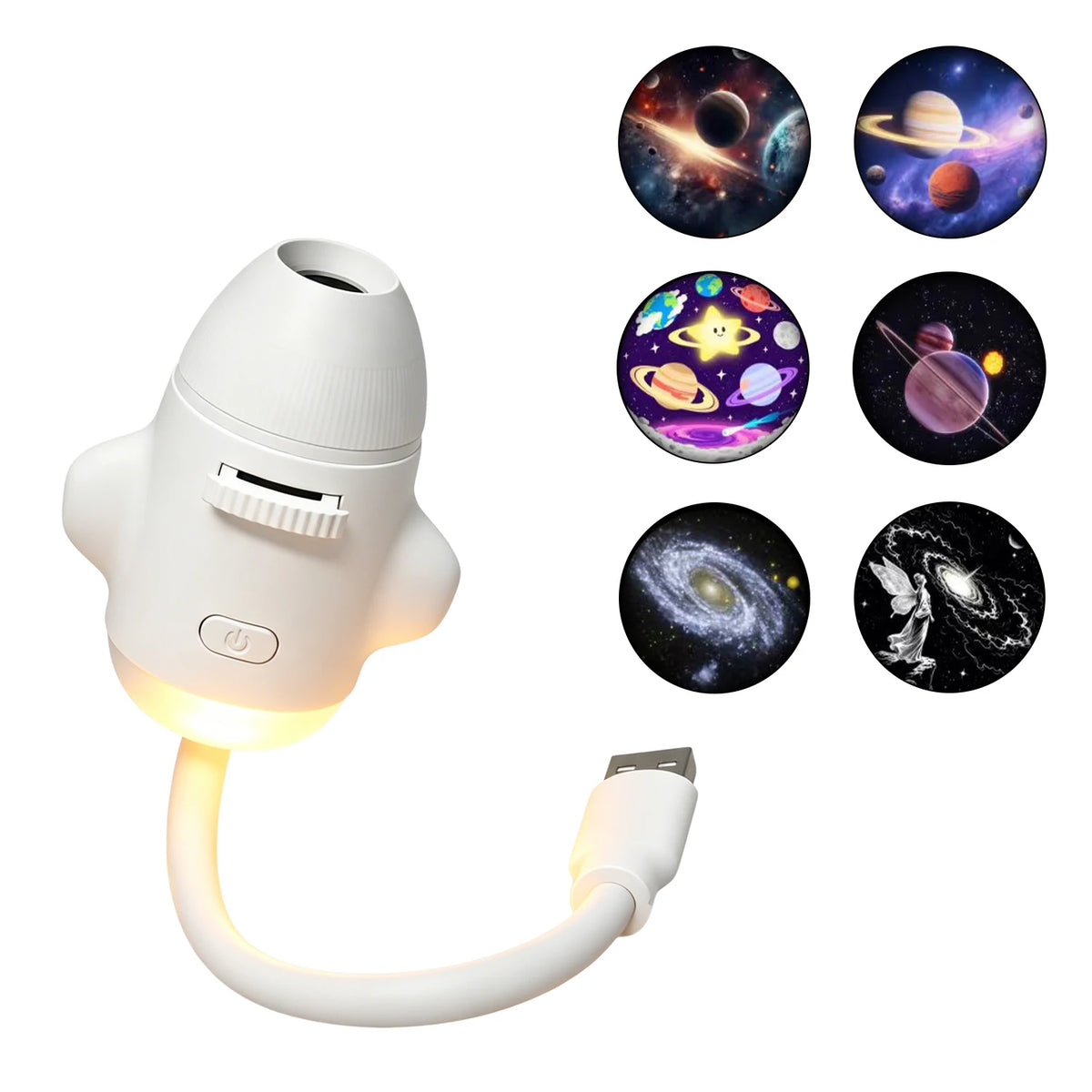 2-in-1 USB Galaxy Projection Light Adjustable Focus Ambient Star Projector Lights Car Projection Lamp Space Moon Night Light