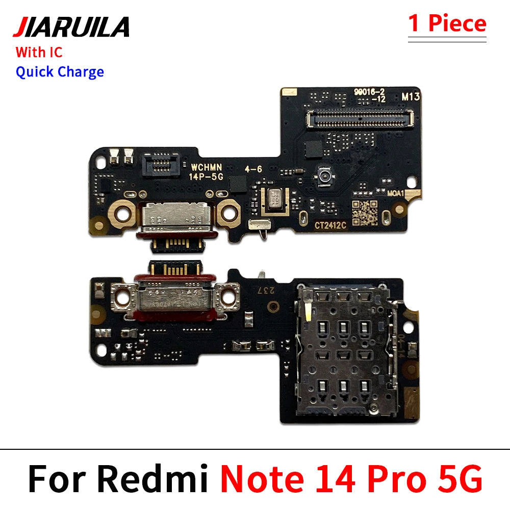 NEW USB Charger Connector Charging Port Micro Board Flex Replacement For Xiaomi Redmi 14C 14R 15C Note 14 5G 4G 14 15 Pro Plus
