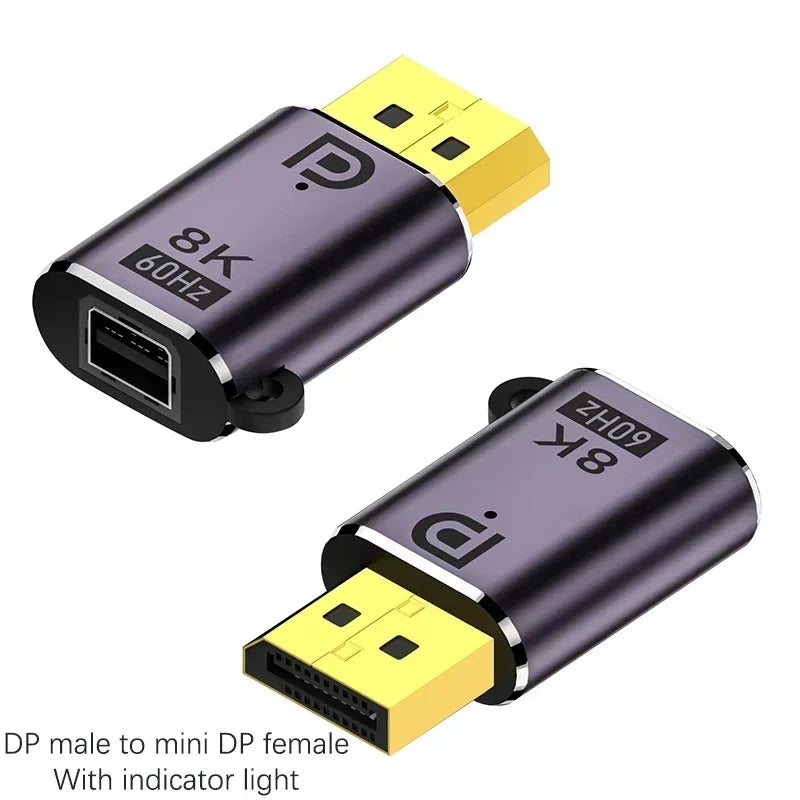 8K Mini DP Displayport 1.4 Adapter Converter 8K 60Hz 4K 144Hz DP to Mini DP Male to female Connector Extender for PC Laptop TV