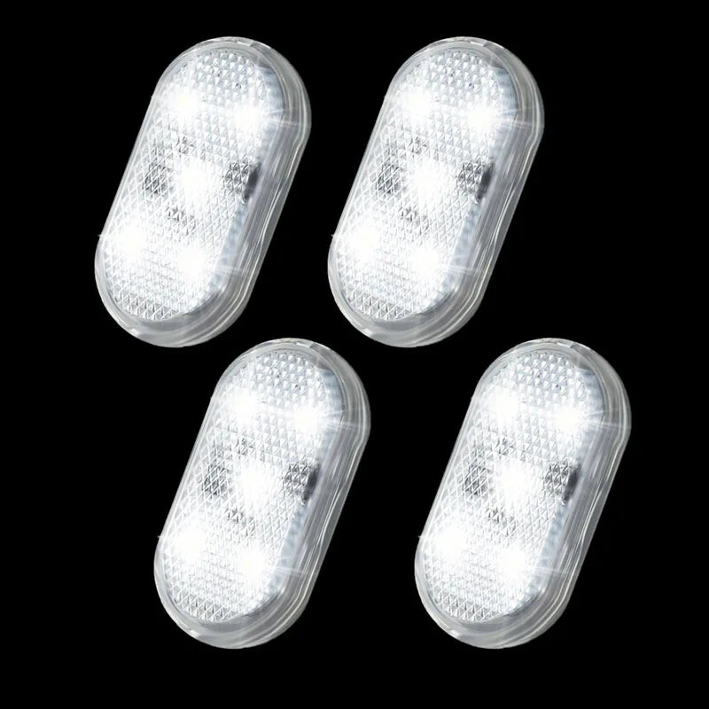 1 2 4pcs Led Car Door Light Car Interior USB Rechargeable Wireless Magnetic Switch Night Lamp Car Door Signal Welcome Lighting