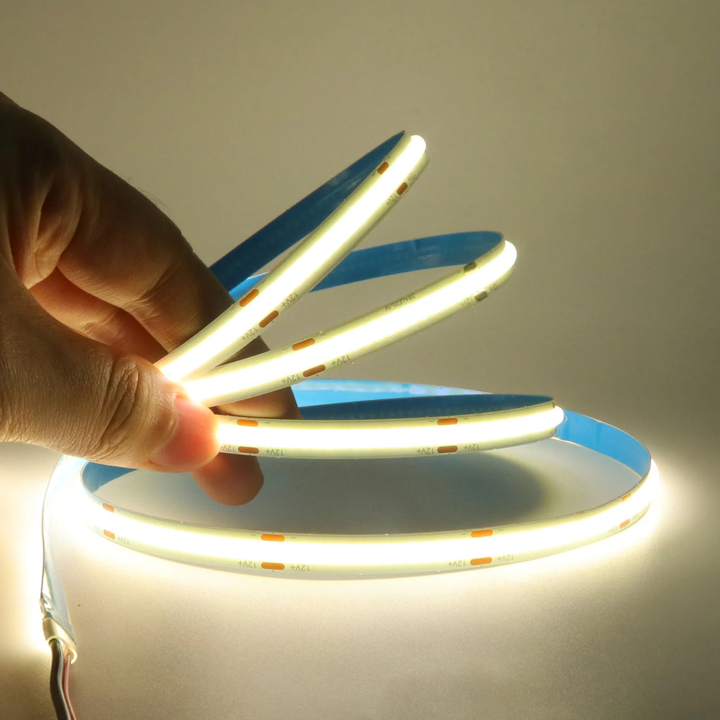 3MM 5MM 8MM COB LED Strip DC 5V/12V/24V High Density Flexible LED Strip Light with Adhesive TV Backlights Home Cabinet Lighting