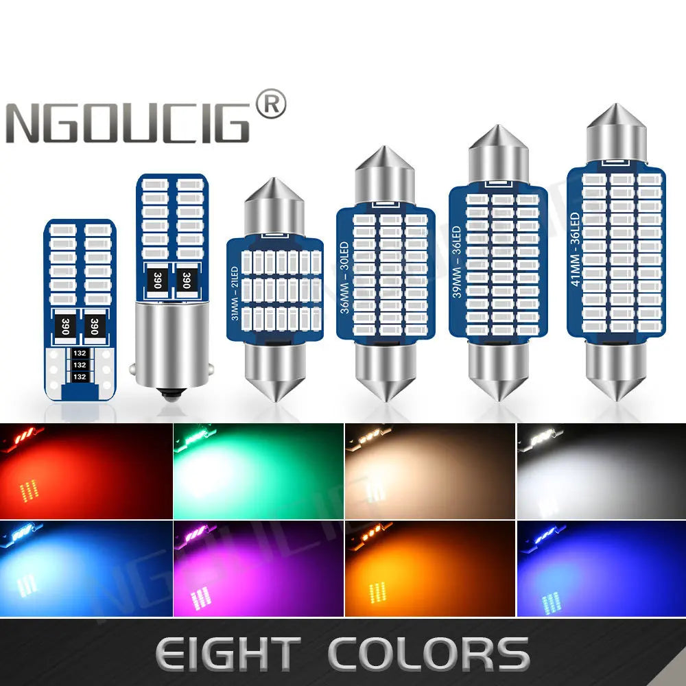 NGOUCIG 2PCS C5W Bulb C10W Led Festoon T10 BA9S W5W 5w5 28mm