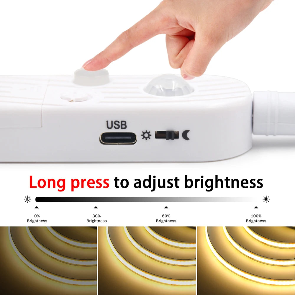 5V Motion Sensor Nigth Light COB Led Strip USB Battery Power