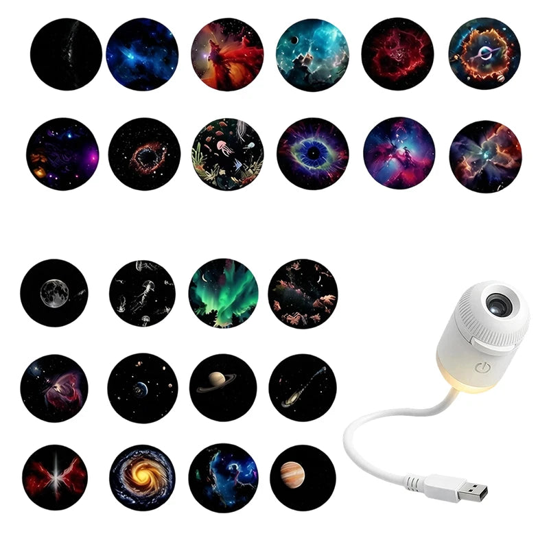 2-in-1 USB Galaxy Projector Night Light 360 Adjustable Brightness 2 Style Mini Starry Sky Projector Light For Bedroom Car Decor