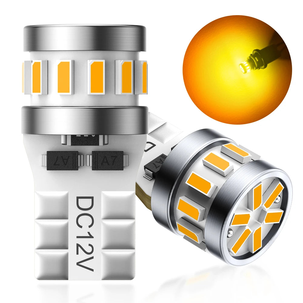 AUXITO 2Pcs Car Light T10 Led Yellow Position Side Marker Parking Signal Lamp Canbus W5W LED Bulb White Interior Lighting