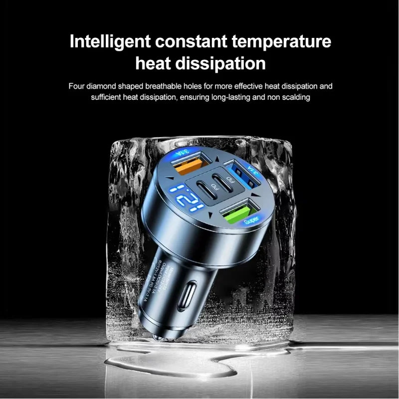 250W 5-in-1 PD QC3.0 Car Charger Fast Charging USB C for IPh