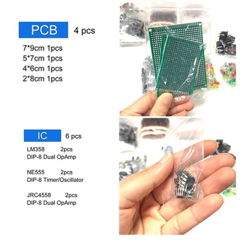 1900pcs Component Box Kit with Electrolytic Capacitors LED D