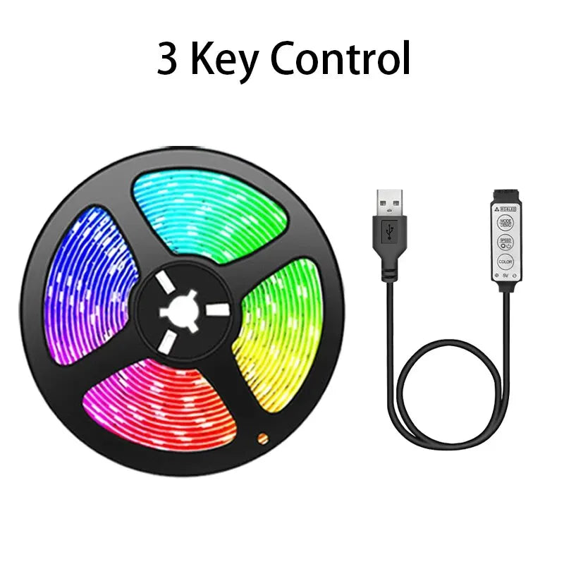 Led Lights for TV 3 Key Control Led Strip USB 5V Tape Lights for TV Backlight Home Party Decoration Flexible Ribbon