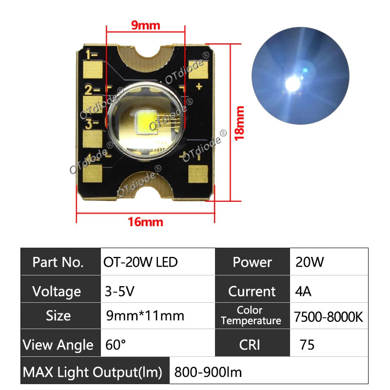 LED Module 20W 30W 40W 50W 60W High Power Stage Light 3V 5V 12V 14V Cold White High Luminous For Moving Head DJ Lamp Projector
