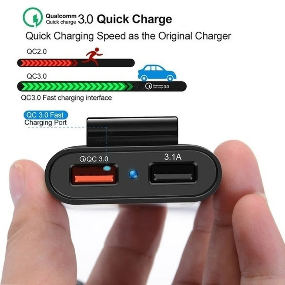 Universal 4 Ports USB Car Charger Front Seat Back Seat QC3.0