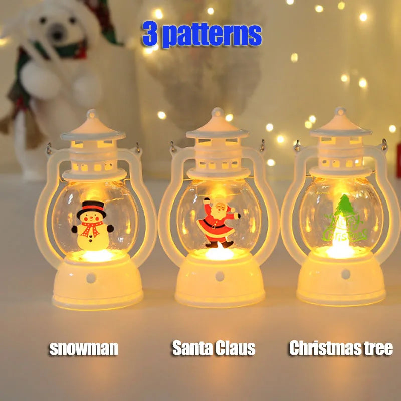 Portable LED Christmas Santa Claus Snowman Lanterns Indoor D