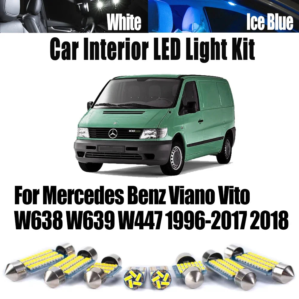 LED Interior Light Kit for Mercedes W639 W638 W447 1996-2018 - Canbus Error-Free Interior Bulbs