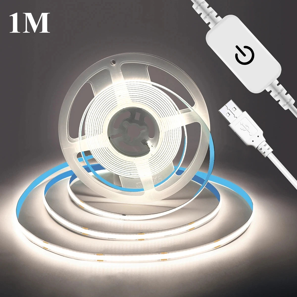 USB High Density COB LED Strip Touch Dimmer No Dark Spot Flexible Self Adhesive Linear Light For Mirror TV Backlight DIY Decor