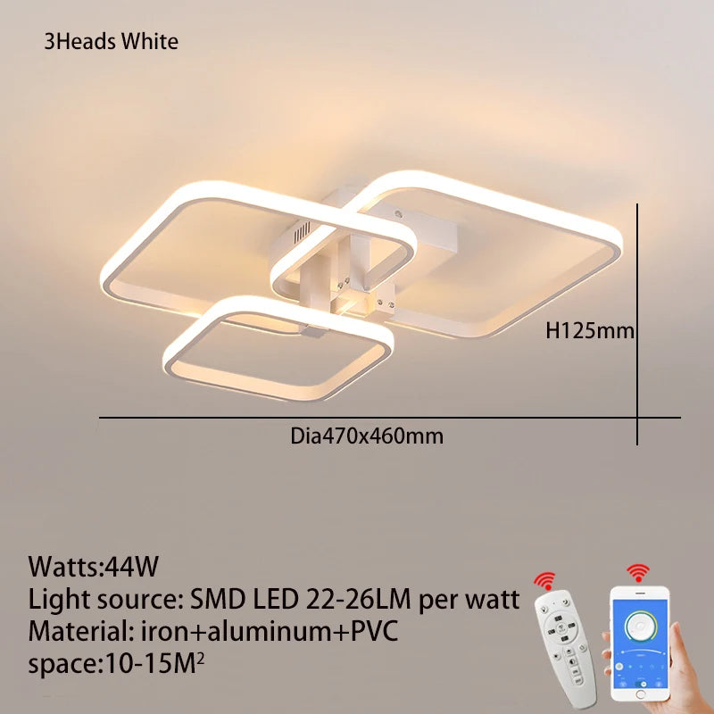 Premium LED Ceiling Light 3/5 Head Remote Control Dimmable for Small Living Room Bedroom Kitchen Black White Modern Energy Savin