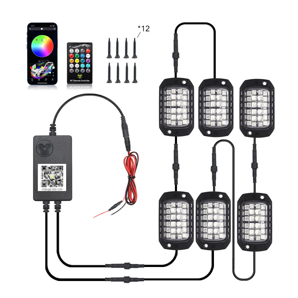 RGB LED Ambient Light Remote APP Control Waterproof Super Bright Car Chassis Undergolw Lights For Polaris Yamaha BRP ATV UTV RZR