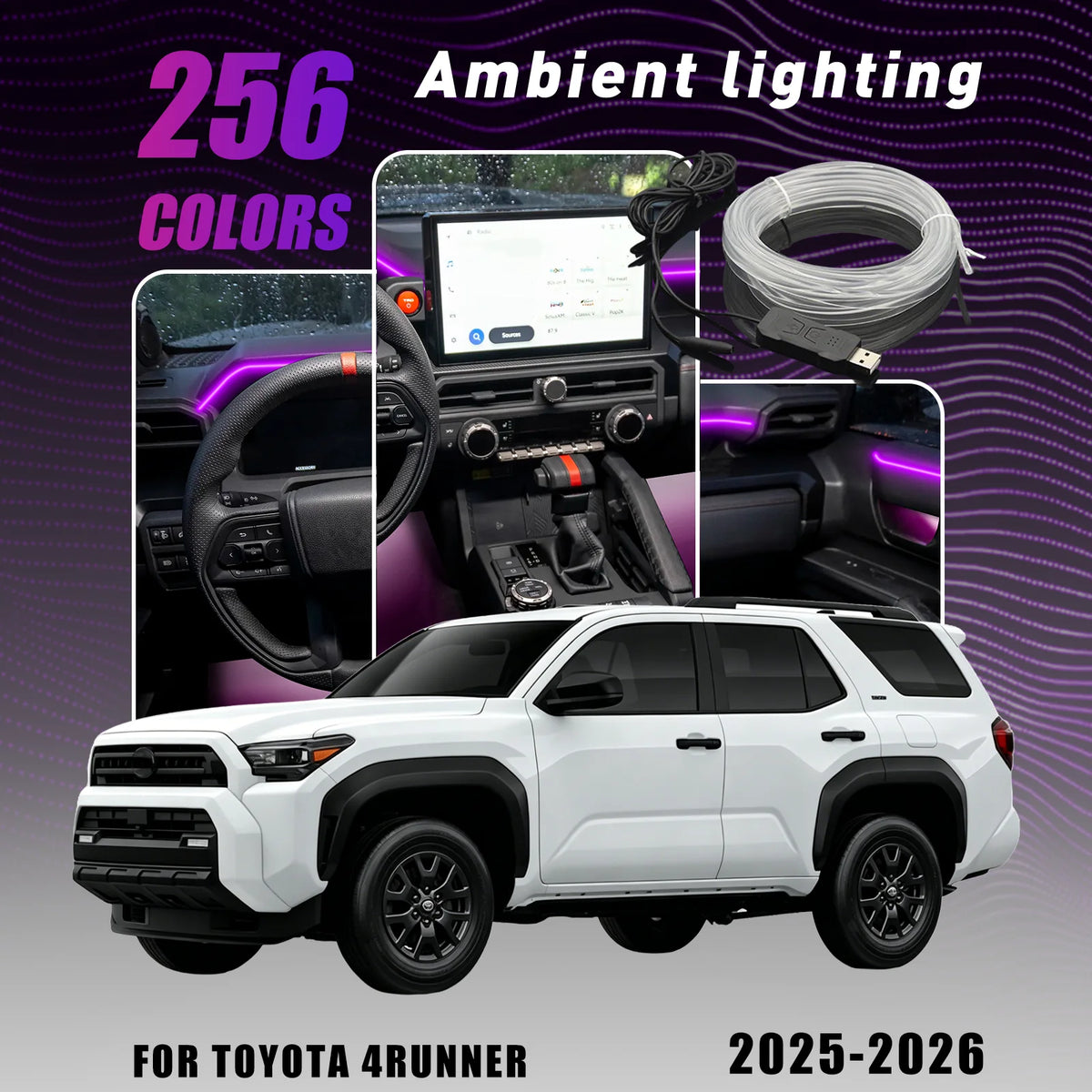 Car LED Flexible Strip Cool Light Fit For Toyota 4Runner 202