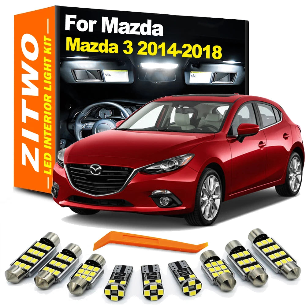 ZITWO 11Pcs Car LED Interior Dome Light Kit For Mazda 3 BM B