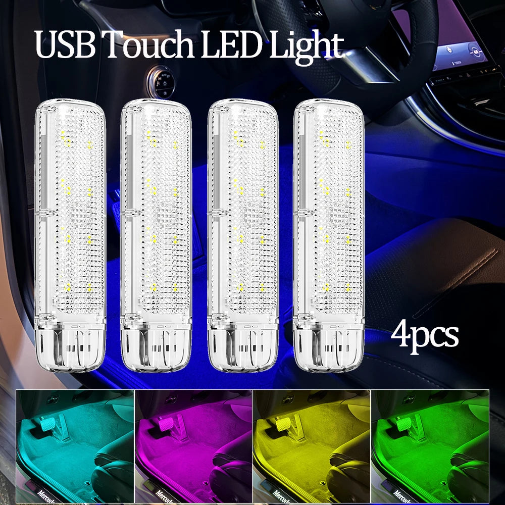 1/2/4pcs Upgrated Mini USB Touch LED Light Touch Control Car