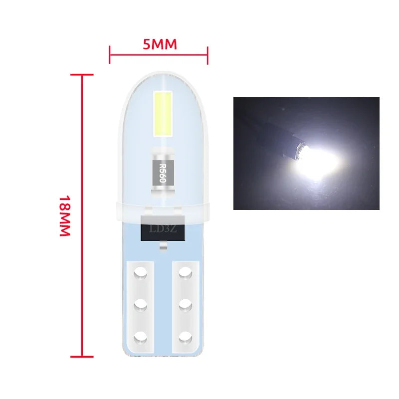 10pcs T5 W3W LED Bulb 3014 2SMD Super Bright Car Interior Dashboard Instrument Lamp Silicone Auto Side Wedge Light