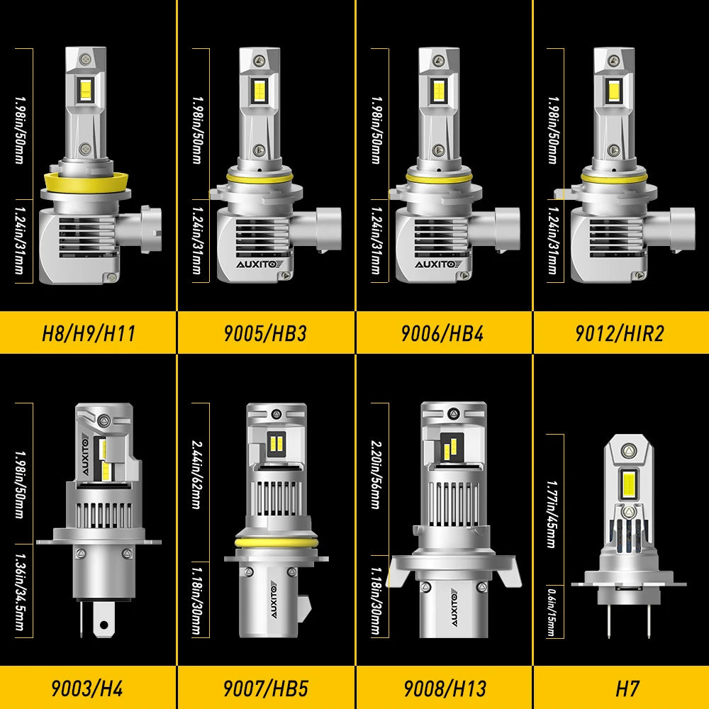 AUXITO 2x 100W H11 H8 H4 H7 LED Canbus No Error Turbo Headli