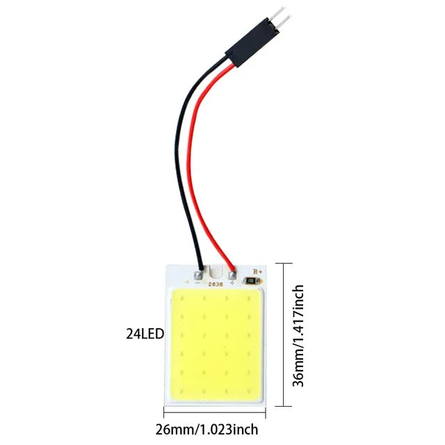 4Pcs T10 COB LED Car Bulbs 24-SMD 4W 12V 6000K White for Dome Map Door License Plate Interior Light Non-Polarity
