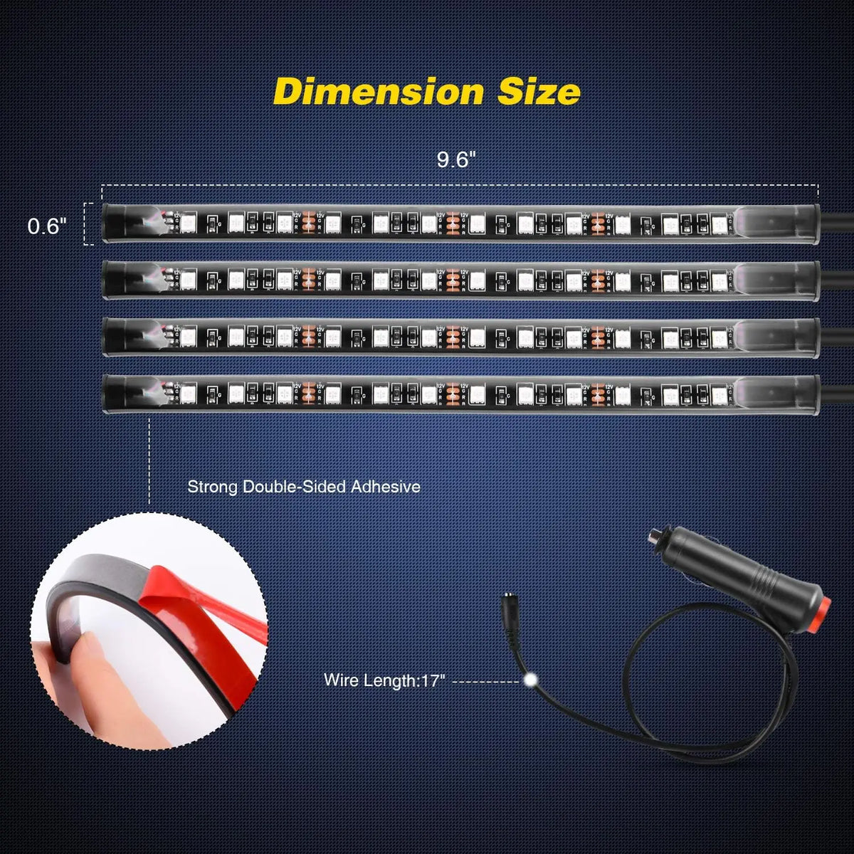 Nilight - TR-06 4PCS 48 LED Interior Lights DC 12V Multicolo