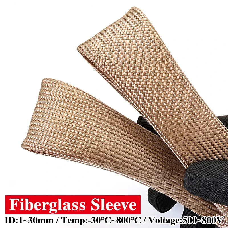 1mm/2/3/4/5-30mm Braided Fiberglass Sleeve 800Deg.C High Tem