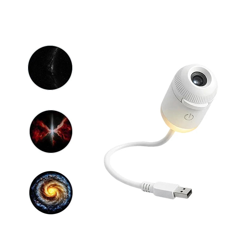 2 in 1 Mini USB Galaxy Star Projector Night Light With Film Adjustable Brightness Starry Sky Ambient Light For Bedroom Car Decor