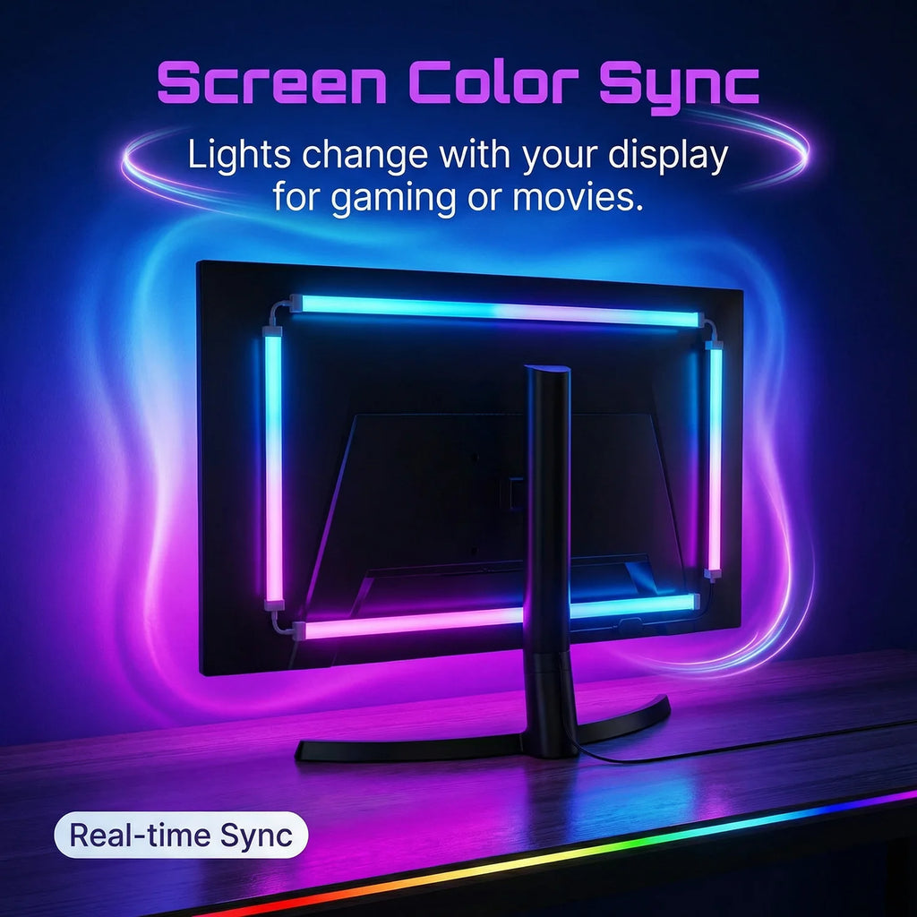 WACUAAO Next-Gen RGBIC PC Monitor Backlight - 360 4-Side Scr