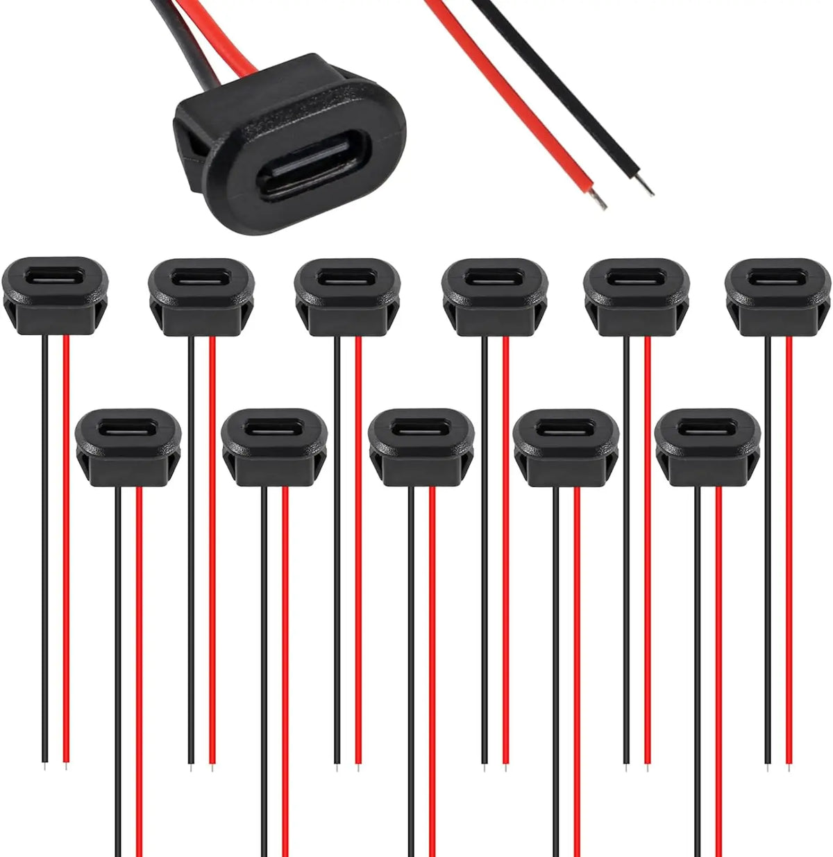 10PCS Type-C Female 2Pin USB Connector Type-C Waterproof wit