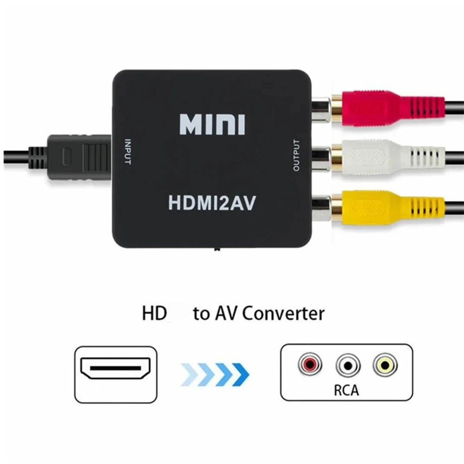 1080P Mini HDMI compatible to AV RCA CVBS L/R Composite Vide