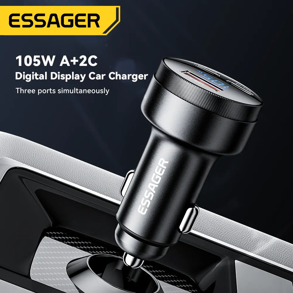Essager 105W Digital Display Fast Car Charger For iPhone 15 