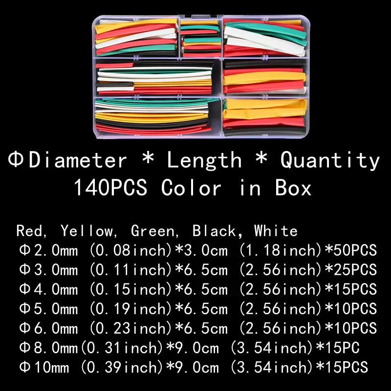 2 1 Heat Shrink Tubing 127-850 PCS Insulated Polyolefin Sheathed Electronic DIY Kit Electrical Connection Tubing Cable Sleeves