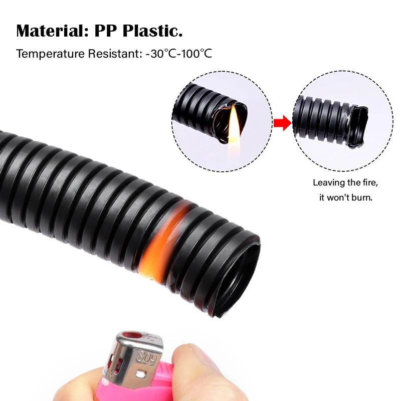1 10m PP Insulated Corrugated Split Loom Tube AD 7.5/10/11.6