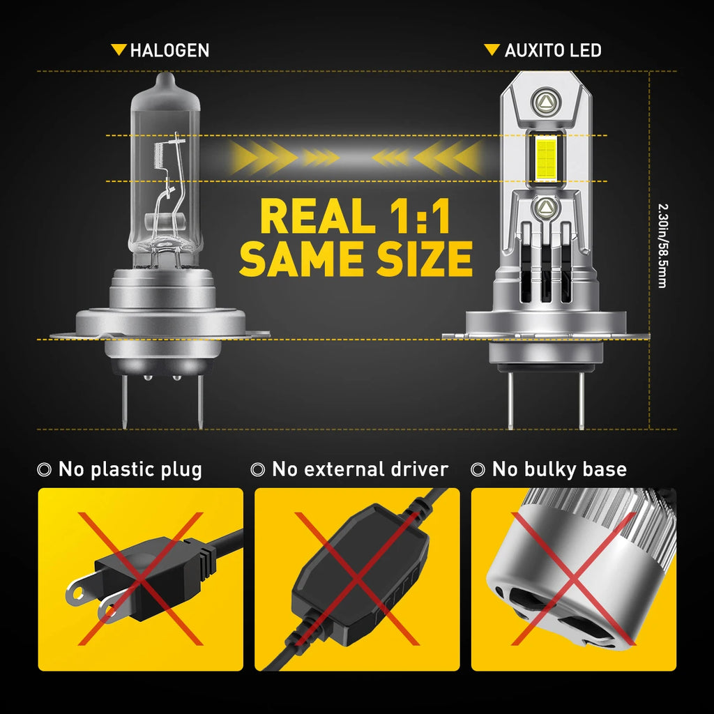 AUXITO 2x Turbo H7 LED Bulbs High Power 100W 20000LM for Mer