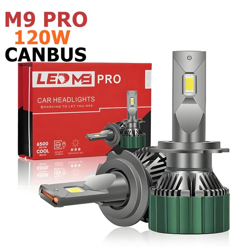 M9 Pro 120W LED Headlight Bulb 12000LM H7 Turbo CSP Diode 65