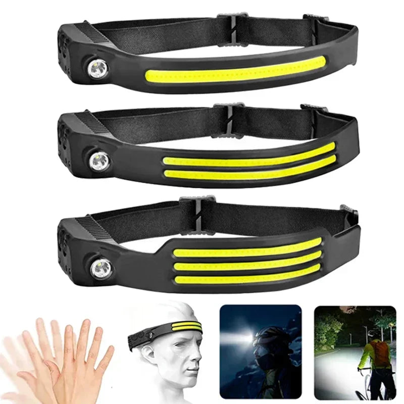 LED COB Induction Headlamp Built-in Battery Sensor Head Flas