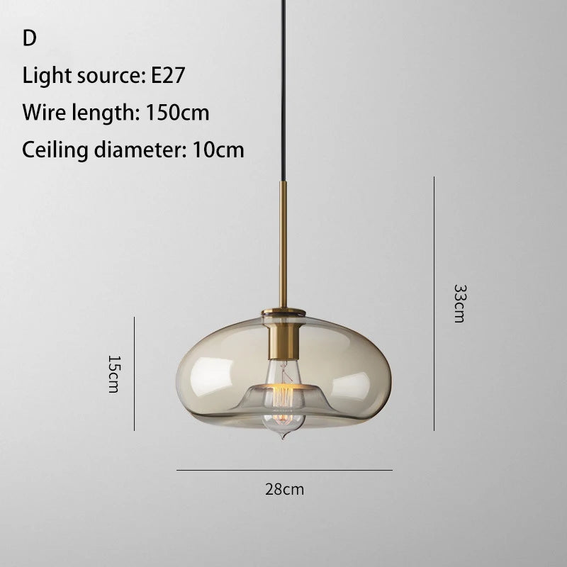 Nordic LED High quality glass pendant light Gold coloured head Various shapes of glassBedroom Living Room Restaurant Corridor