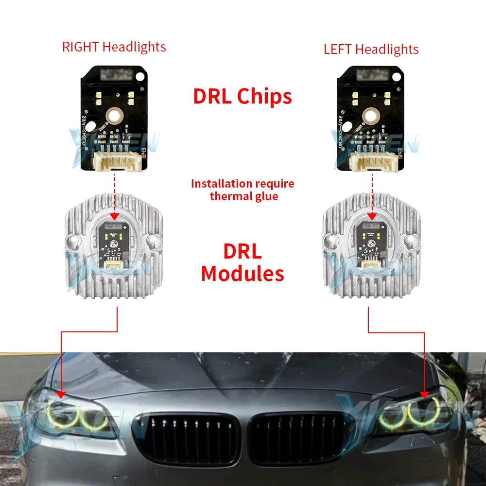 Angel Eyes DRL Boards For BMW 5 Series M5 F90 G30 G31 G38 G32 17-20 LED Headlight Daytime Running Light White