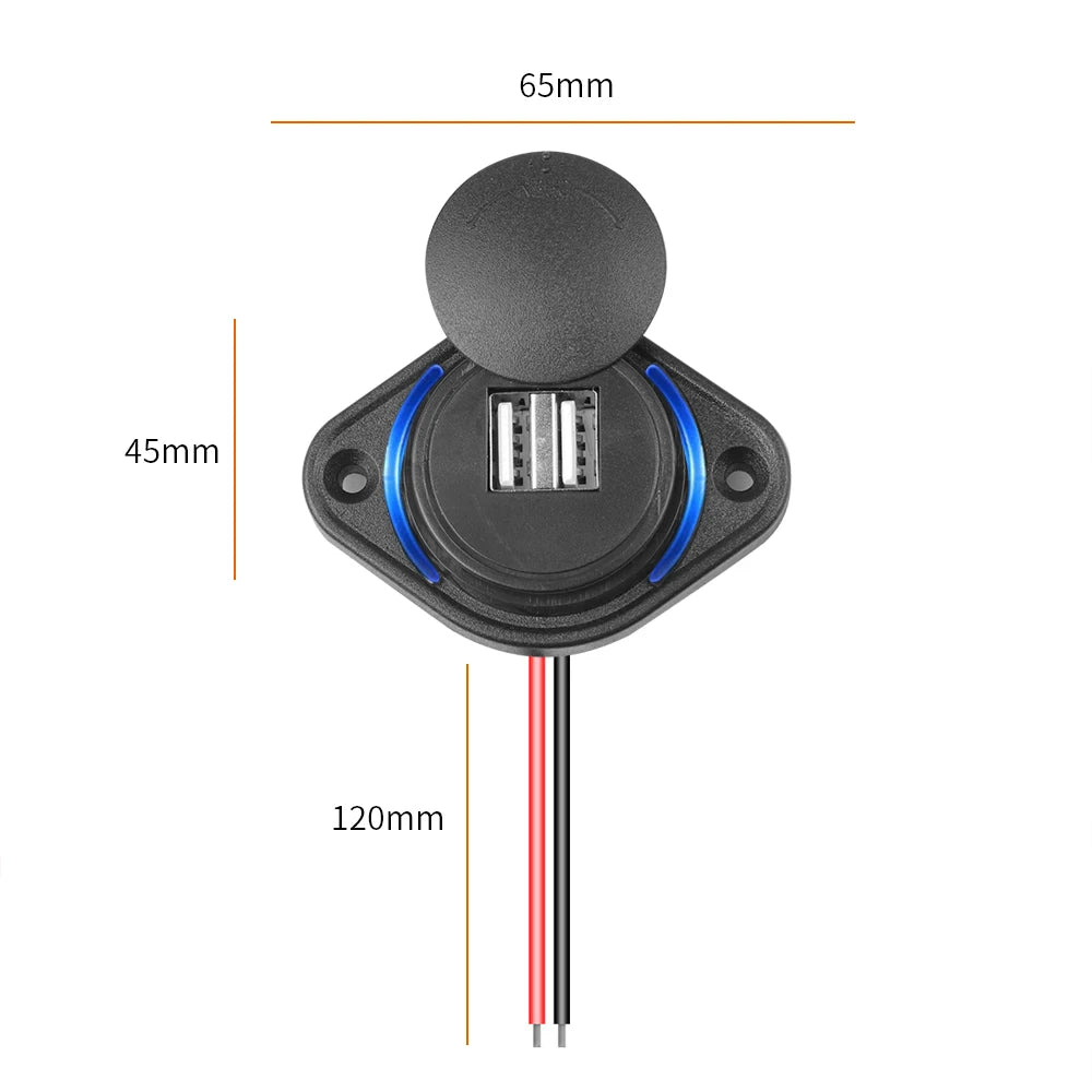 12-24V 3.1A Dual USB Charger Power Socket Adapter Charging P