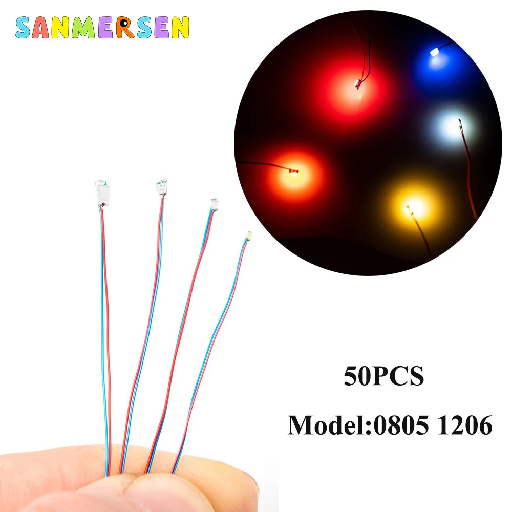 50pcs/Set 0805 1206 SMD Lamp Wired Micro Led Pre-Soldered Mi