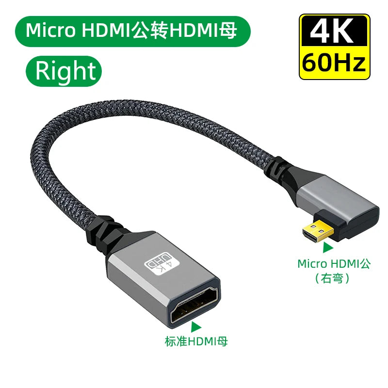 4K60Hz HDMI Male To Female Extension Cable Micro/Mini HDMI-Compatible adapter left/right/up/down Extender Wire Cord
