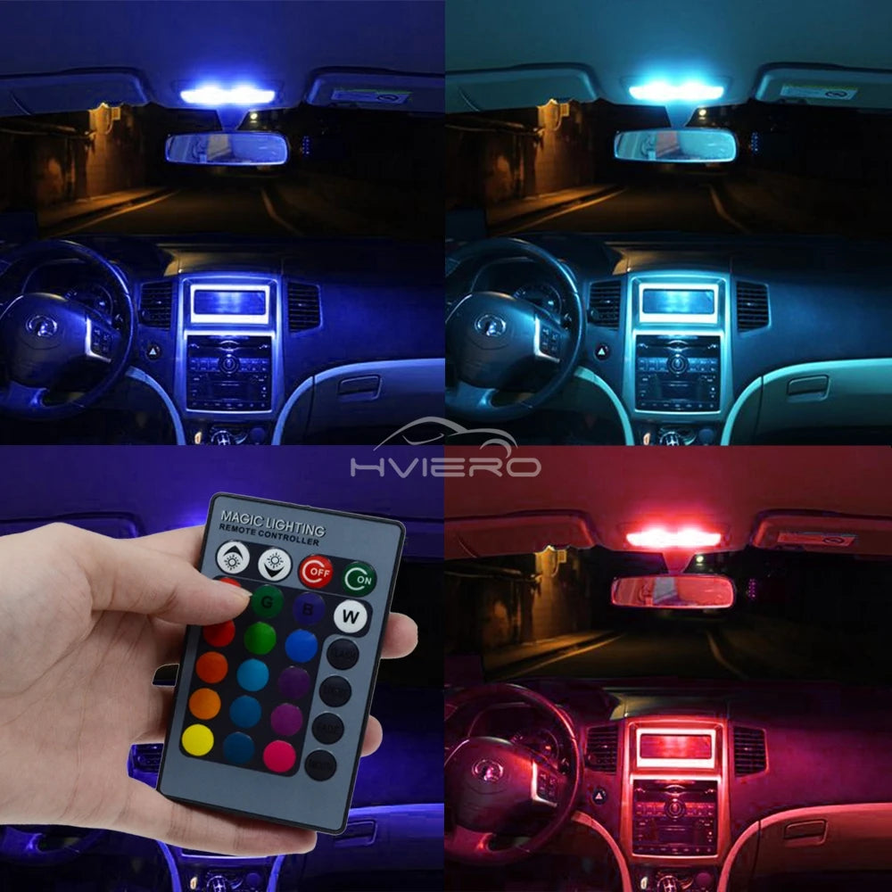 2pcs Car Led T10 5050 12/15/24/36SMD Interior Wedge RGB Pane