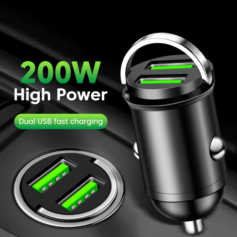 Dual USB Car Phone Charger 200W QC3.0 USB Fast Charging Car 