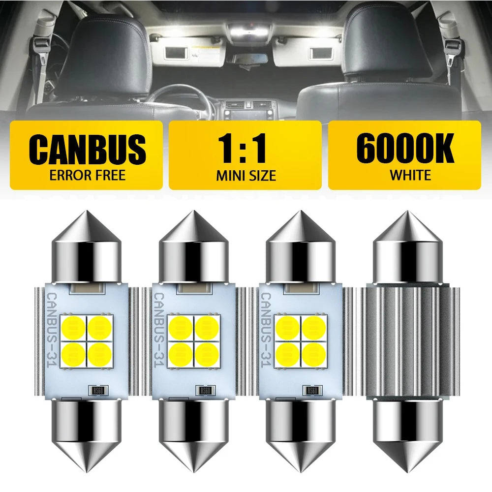 2/4Pcs AUXITO C10W LED Canbus Festoon 31mm 36mm 41mm C5W LED
