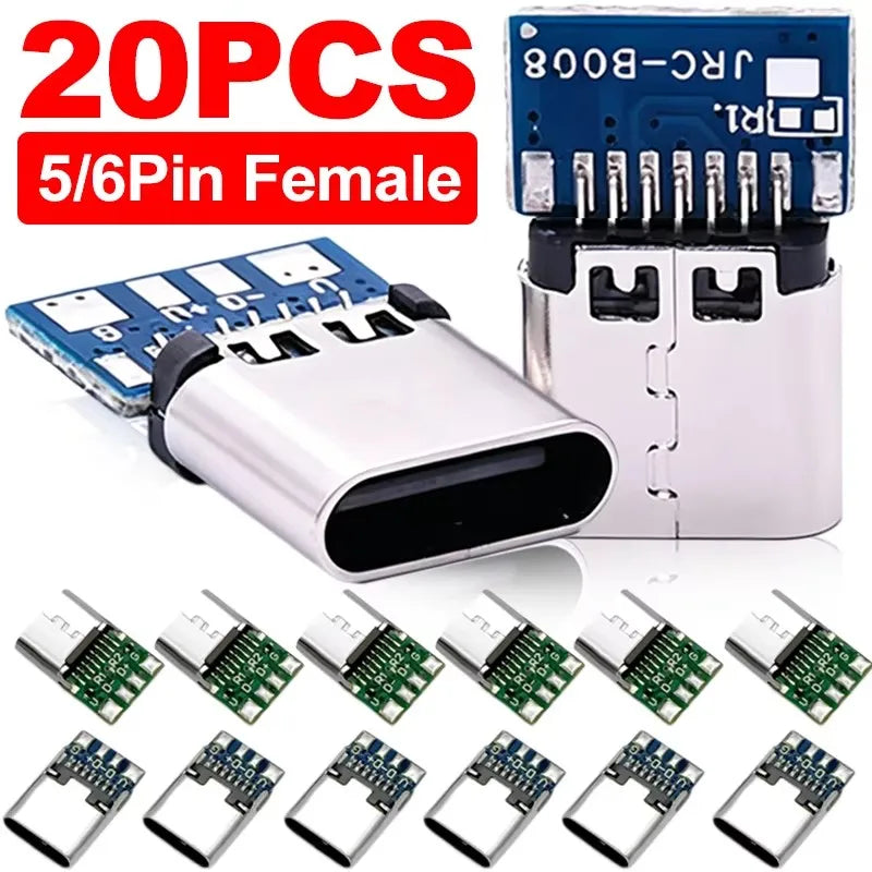 USB 3.1 Type C Connector 5/6 Pins Female Socket Receptacle A