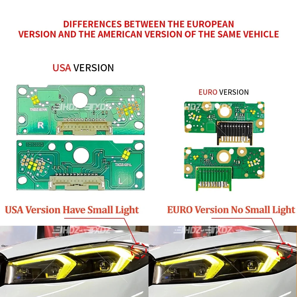 DRL LED Chips Yellow Amber Blue Light For BMW 3 Series G20 G21 G28 LCI 22-24 US LED Headlight Daytime Running
