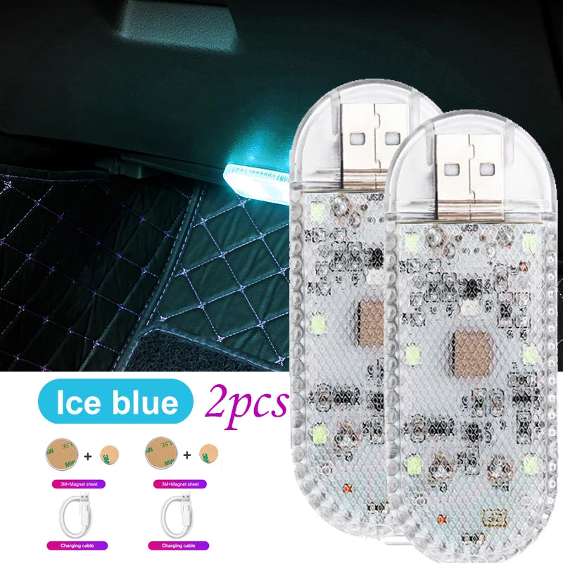 1/2X LED Touch Light Mini Wireless Car Interior Lighting Auto Roof Ceiling Reading Lamp for Door Foot Trunk Storage Box Charger