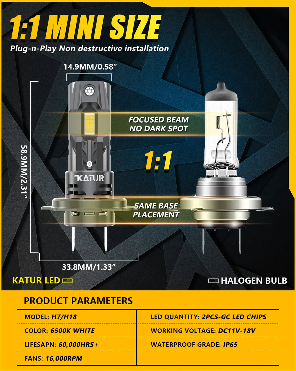 New High Power 2Pcs H7 Turbo LED Head Lamp Bulbs 20000LM 100