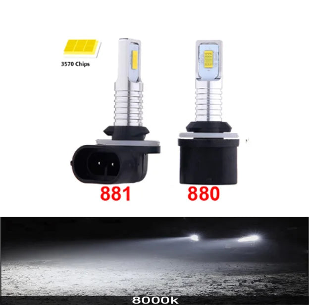 2Pcs 881 880 H27 LED Csp Headlight Kit 80W 12000LM Fog Bulbs 6000K 8000K IP68 Waterproof Mini Led Headlamp Car Accessories